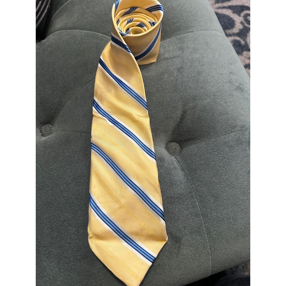 Chaps Necktie Yellow with Blue and White Stripe Pattern Business Casual